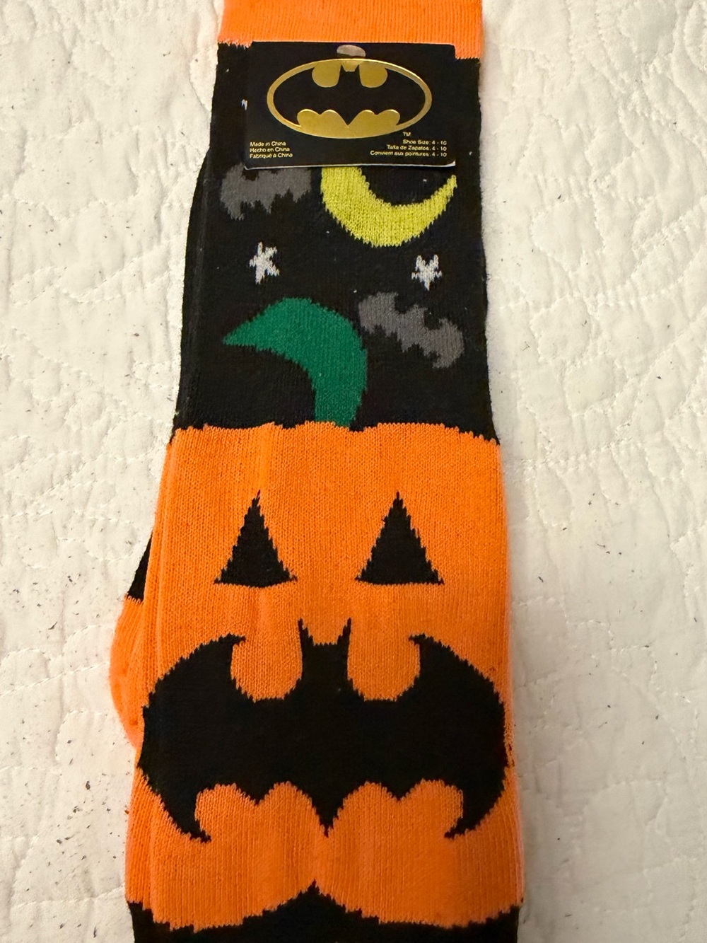 Batman Orange & Black Halloween Pumpkin Crew Socks